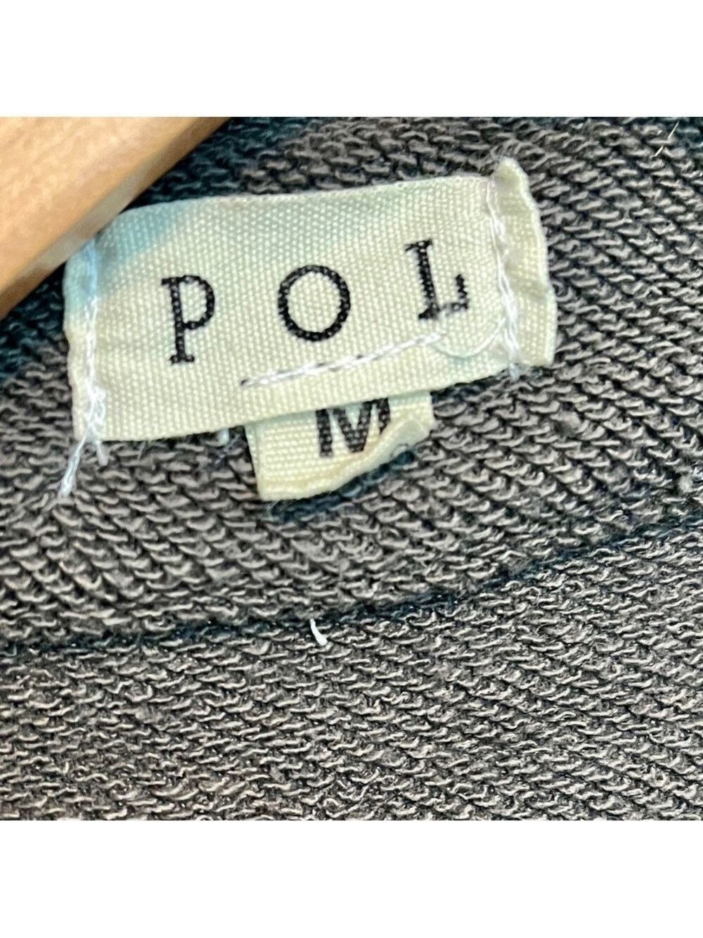 POL French Terry Button Down Shacket Brown Green Medium - Picture 4 of 5